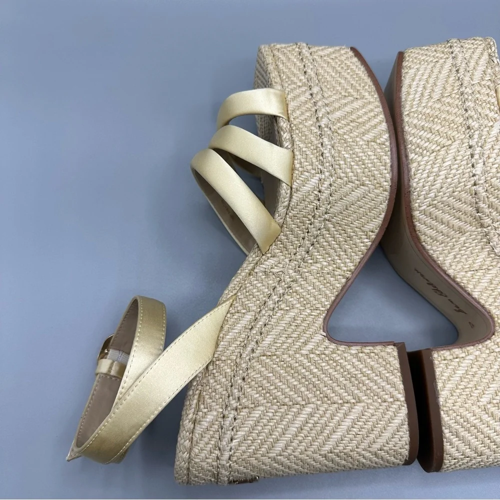 Sam Edelman Tibby Washed Lemon Plarform Wedge Sandal Women’s Size 8.5